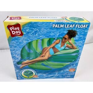 Play Day Palm Leaf Float 6 ft Long Inflatable Pool Lounger‎ with Repair Patch